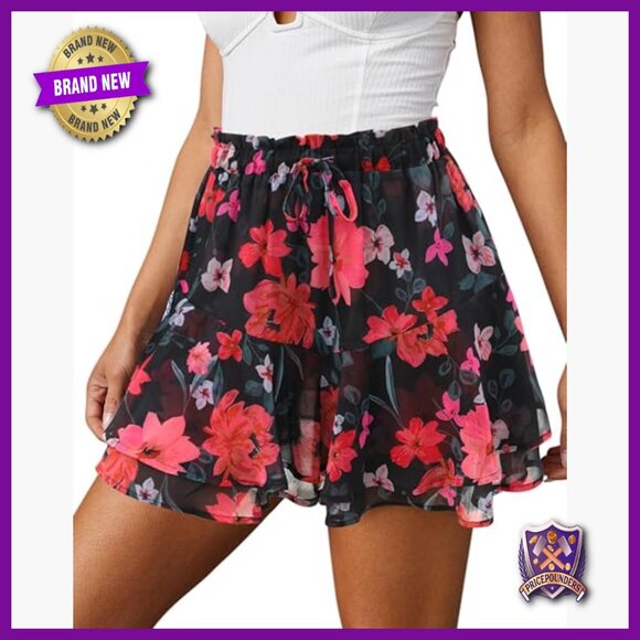 Pants - Flowy Athletic Shorts High Rise Polyester Drawstring Skorts XS